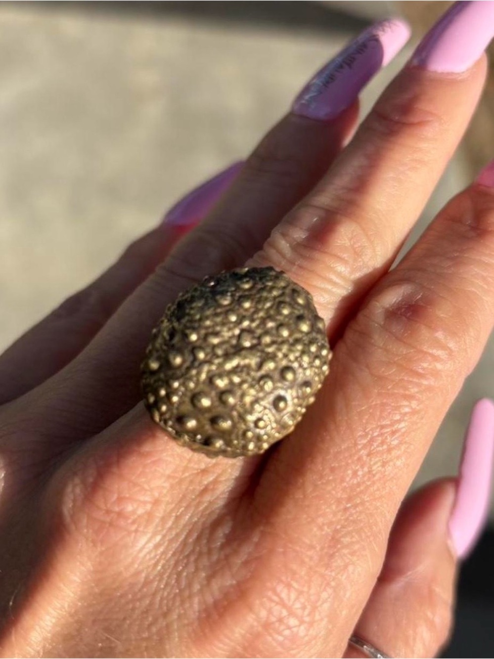 Textured Dome Statement Ring in Antique Gold